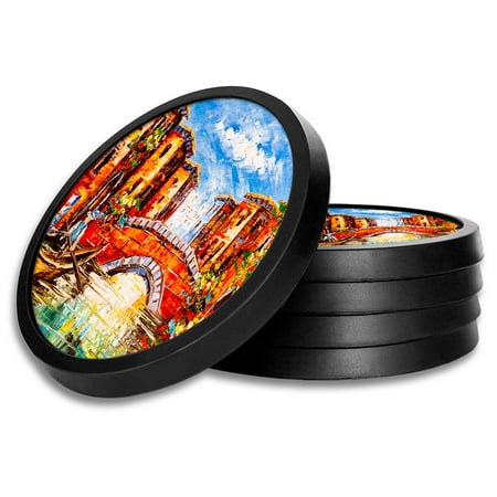 Silicone Non-Slip Drink Coasters with Removable Printed Absorbent Felt Pad - Set of 4 - Venice Painting
Silicone Non-Slip Drink Coasters with Removable Printed Absorbent Felt Pad - Set of 4 - Venice Painting