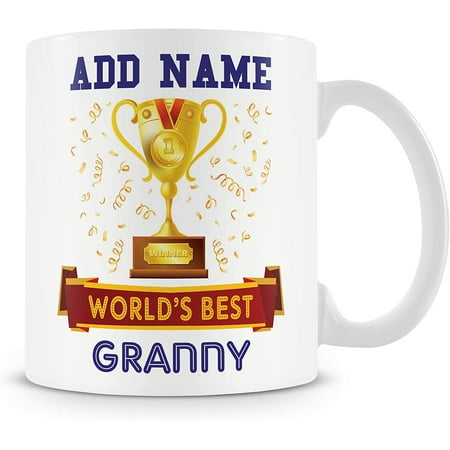 Granny Mug - Worlds Best Mug Gift - Customise with Name - Pink