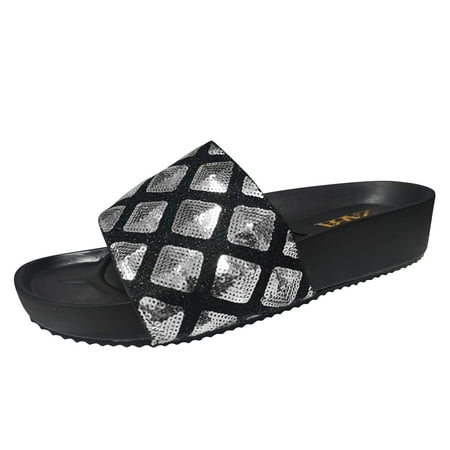 uikmnh Women Slippers Leather Sequin Platform Casual Beach Sandals And Slippers Silver 10
uikmnh Women Slippers Leather Sequin Platform Casual Beach Sandals And Slippers Silver 10