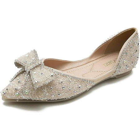 Women s Rhinestone Flats Bow Sequins Wedding Shoes Comfort Pointed Toe Ballet Flat Shoe Low Heel Dress Shoes
Women s Rhinestone Flats Bow Sequins Wedding Shoes Comfort Pointed Toe Ballet Flat Shoe Low Heel Dress Shoes