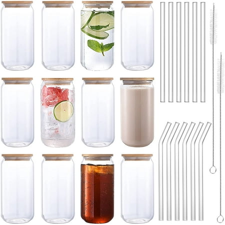 Glass Cups with Lids and Straws Set of 12 16 oz Beer Glasses Drinking Glasses, Can Shaped Glass Cups Iced Coffee Glasses for Beer Cocktail Whiskey Smoothies
Glass Cups with Lids and Straws Set of 12 16 oz Beer Glasses Drinking Glasses, Can Shaped Glass Cups Iced Coffee Glasses for Beer Cocktail Whiskey Smoothies