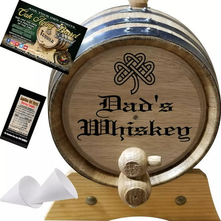 Dad s Whiskey Celtic Shamrock (014) - Engraved American Oak Aging Barrel