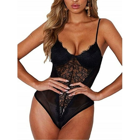 Women Lace Lingerie Babydoll Open Bra Crotchless Underwear Sleeveless Nightwear Jumpsuit Black M
Women Lace Lingerie Babydoll Open Bra Crotchless Underwear Sleeveless Nightwear Jumpsuit Black M
