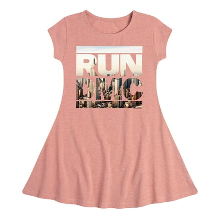 Run DMC NYC Skyline - Toddler And Youth Girls Fit And Flare Dress