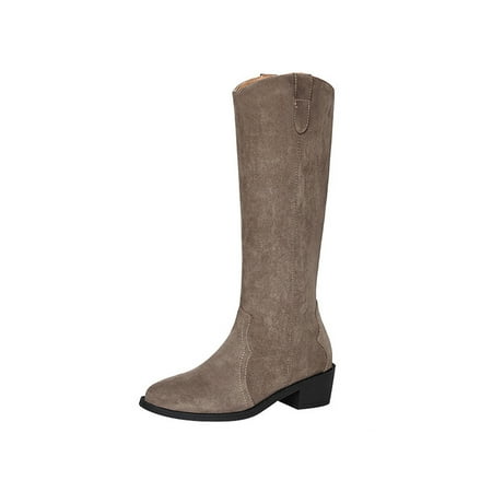 Ymiytan Ladies Winter Knee High Shoes Chunky Western Boot Round Toe Riding Boots Work Casual Low Heel Brown with Warm Lined 8
Ymiytan Ladies Winter Knee High Shoes Chunky Western Boot Round Toe Riding Boots Work Casual Low Heel Brown with Warm Lined 8