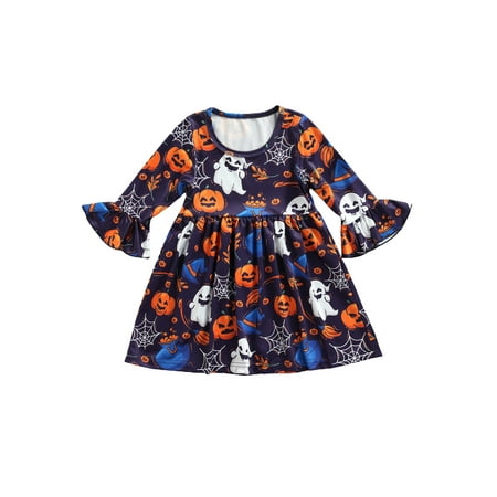 Caitzr Kids Halloween Outfit Pumpkin/Ghost Print Round-Neck Long Flared Sleeves Dress for Girls
Caitzr Kids Halloween Outfit Pumpkin/Ghost Print Round-Neck Long Flared Sleeves Dress for Girls