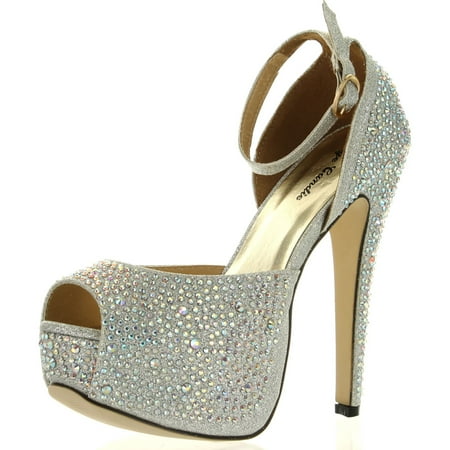 Eye Candie Womens Juliana-77 Shiny High Heel Fashion Sandal Silver 9