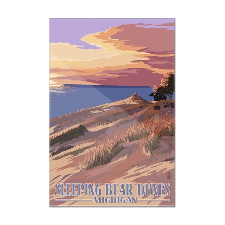 Sleeping Bear Dunes, Michigan - Dunes Sunset and Bear - Lantern Press Artwork (8x12 Acrylic Wall Art Gallery Quality)