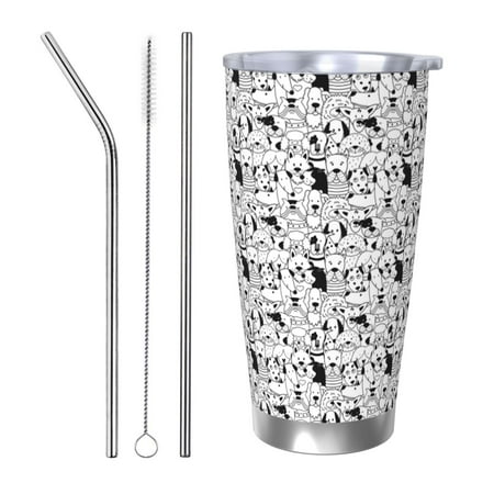 Tideii black and white dogs for 20OZ Car Cup Stainless Steel Cold and Hot Cup with Lid Suitable for Outdoor and Home Unisex-Straw Three-piece Set
Tideii black and white dogs for 20OZ Car Cup Stainless Steel Cold and Hot Cup with Lid Suitable for Outdoor and Home Unisex-Straw Three-piece Set