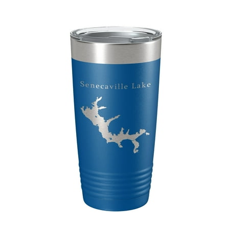Senecaville Lake Map Tumbler Travel Mug Insulated Laser Engraved Coffee Cup Ohio 20 oz Royal Blue