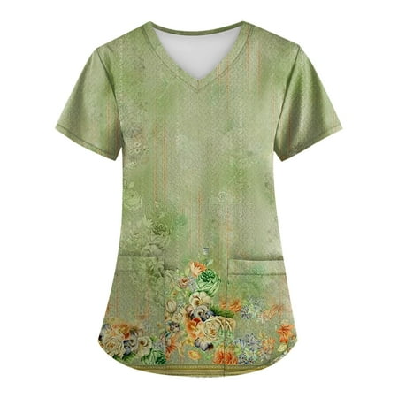 Royallove Womens Shirts Plus Size Retro Flower Printed Scrub Working Uniform Tops For Women Cross V-Neck Short Sleeve Fun T-Shirts Workwear Tee With Pockets
Royallove Womens Shirts Plus Size Retro Flower Printed Scrub Working Uniform Tops For Women Cross V-Neck Short Sleeve Fun T-Shirts Workwear Tee With Pockets