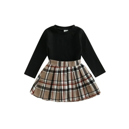 Xingqing 0-4Y Toddler Girls 2pcs Clothes Sets Ribbed Long Sleeve Pullover Tops+Plaid Printed Pleated Skirts Black 6-9 Months
Xingqing 0-4Y Toddler Girls 2pcs Clothes Sets Ribbed Long Sleeve Pullover Tops+Plaid Printed Pleated Skirts Black 6-9 Months