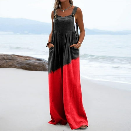 Jumpsuits and Rompers! OTEMRCLOC Women s One-Piece Button Up Jumpsuit Casual Loose Sleeveless Rompers with Pockets Red L
Jumpsuits and Rompers! OTEMRCLOC Women s One-Piece Button Up Jumpsuit Casual Loose Sleeveless Rompers with Pockets Red L