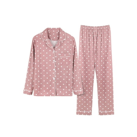 MAWCLOS Women Sleepwear Long Sleeve Nightwear Lapel Pajamas Sets Casual Button Down Lounge Set Home Clothes Pink Polka Dot XL
MAWCLOS Women Sleepwear Long Sleeve Nightwear Lapel Pajamas Sets Casual Button Down Lounge Set Home Clothes Pink Polka Dot XL