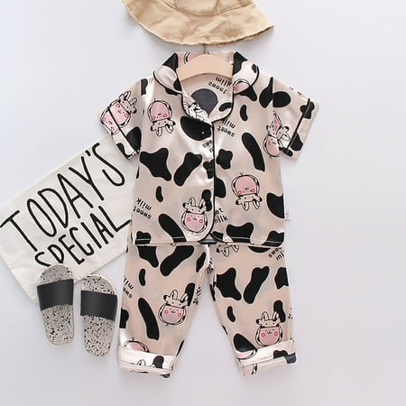 WERYOUNG Toddler Kids Baby Boys Girls Satin Short Sleeve Cartoon Button Down Shirt Tops + Long Pants Silk Pajamas Sleepwear Outfits Loungewear Set Child Simple Nightwear
WERYOUNG Toddler Kids Baby Boys Girls Satin Short Sleeve Cartoon Button Down Shirt Tops + Long Pants Silk Pajamas Sleepwear Outfits Loungewear Set Child Simple Nightwear