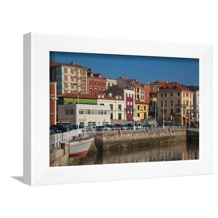 Buildings at the waterfront, Puerto Deportivo, Cimadevilla, Gijon, Asturias Province, Spain Framed Print Wall Art