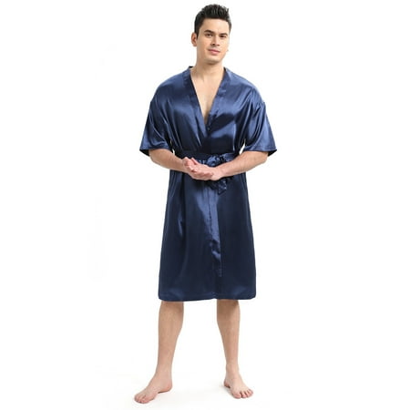 Men s Solid Color Comfortable Soft Silk Robes Kimono Satin Bathrobe V Neck Sleepwear with 3/4 Sleeve Bathrobe
Men s Solid Color Comfortable Soft Silk Robes Kimono Satin Bathrobe V Neck Sleepwear with 3/4 Sleeve Bathrobe
