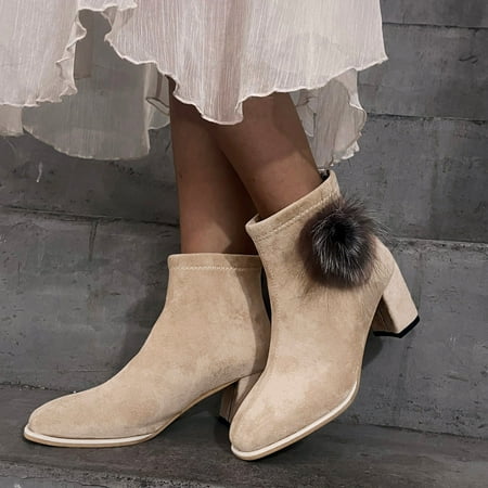TALKVE Ladies British Style Solid Color Suede Square Toe High Heel Back Zipper Fashion Short Boots
TALKVE Ladies British Style Solid Color Suede Square Toe High Heel Back Zipper Fashion Short Boots