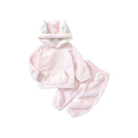 Pudcoco Girls Plush Set Pink Solid Color Long Sleeve Hooded Pullover Trousers
Pudcoco Girls Plush Set Pink Solid Color Long Sleeve Hooded Pullover Trousers