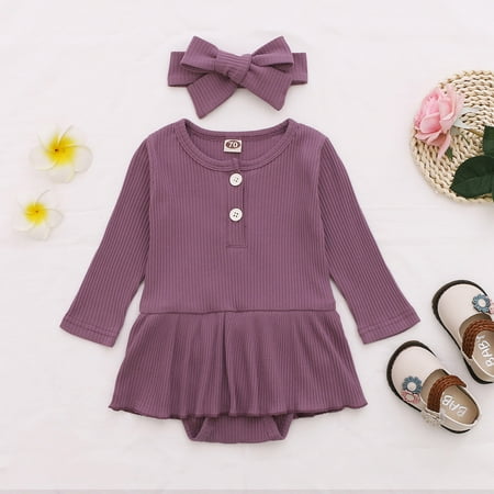 Yubatuo Infant Baby Girls Long Sleeve Solid Ribbed Clothes Romper Dress Hairband Outfits Purple 70
Yubatuo Infant Baby Girls Long Sleeve Solid Ribbed Clothes Romper Dress Hairband Outfits Purple 70