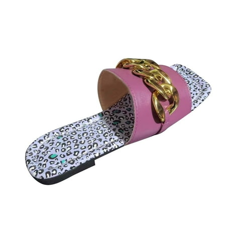 Kukoosong Womens Sandals Casual Fashion Slippers Leopard Print Chain Decoration Flat Beach Slippers Flat Sandals for Women Purple 41
Kukoosong Womens Sandals Casual Fashion Slippers Leopard Print Chain Decoration Flat Beach Slippers Flat Sandals for Women Purple 41