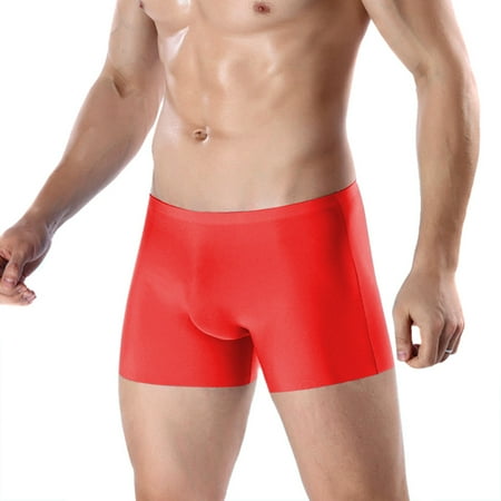 Solid Plus Size Men s Ice Panties Men Breathable Ice Silk Briefs Simple Underwear for Men Red XL