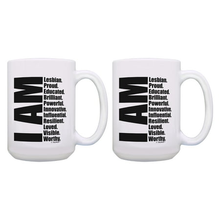 ThisWear Lesbian Pride Gifts I Am Lesbian Resilient Loved Visible Worthy 2 Pack 15oz Coffee Mugs Lesbian 
ThisWear Lesbian Pride Gifts I Am Lesbian Resilient Loved Visible Worthy 2 Pack 15oz Coffee Mugs Lesbian