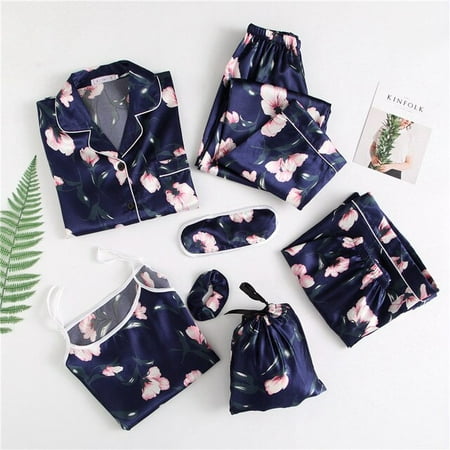 DanceeMangoo Hot Summer Autumn 7 Pcs Set Silk Women Home Women Pajamas Print Short Long Sleeve Top Elastic Waist Pants Lounge Sleepwear Set
DanceeMangoo Hot Summer Autumn 7 Pcs Set Silk Women Home Women Pajamas Print Short Long Sleeve Top Elastic Waist Pants Lounge Sleepwear Set