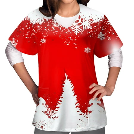 Scrub Tops Women Christmas Snowman Elk Print Scrub Shirts Uniform Short Sleeve V-neck T Shirts Workwear
Scrub Tops Women Christmas Snowman Elk Print Scrub Shirts Uniform Short Sleeve V-neck T Shirts Workwear