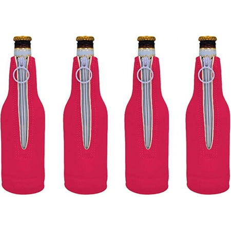 Blank Neoprene Beer Bottle Coolie (4 Pack Hot Pink)
