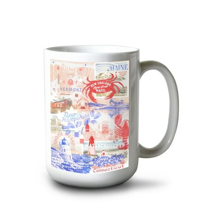 15 fl oz Ceramic Mug New England Collage Dishwasher & Microwave Safe