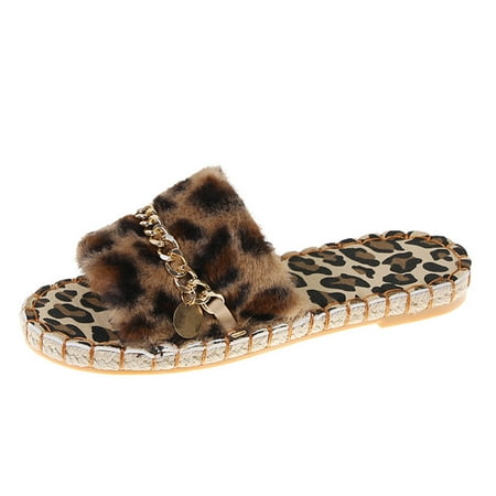 Alueeu ladies shoes casual Women s Fashion Metal Chain Leopard Print Comfortable Flat Furry Slippers Brown 40
Alueeu ladies shoes casual Women s Fashion Metal Chain Leopard Print Comfortable Flat Furry Slippers Brown 40