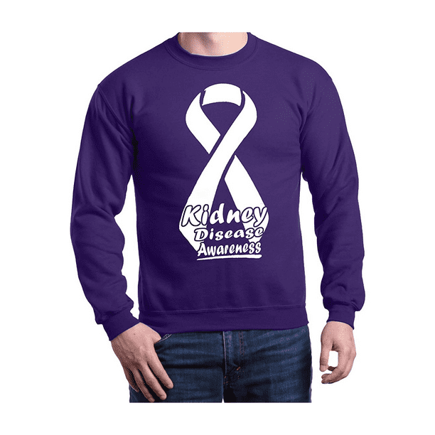 Kidney Disease Awareness Crewnecks Ribbon Support Sweatshirts