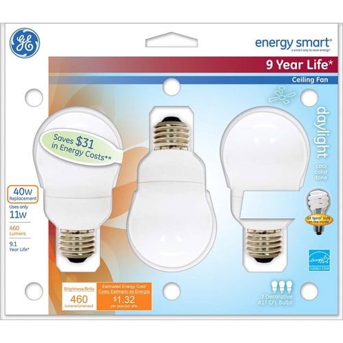 GE Energy Smart CFL 11 Watt A17 3 Pack Walmart