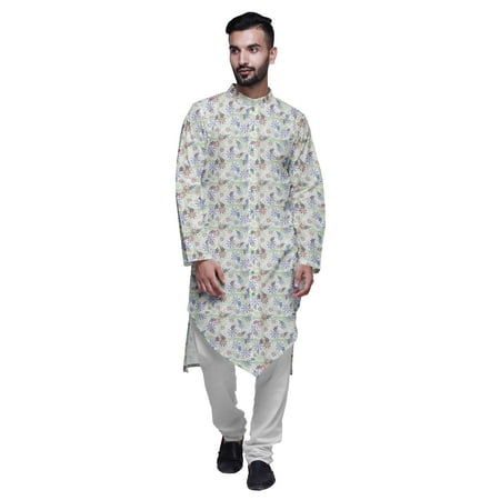 Atasi Printed Designer Rayon Button Down Casual Kurta With Pajama For Men