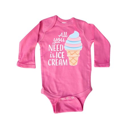 Inktastic All You Need is Ice Cream with Ice Cream Cone Gift Baby Boy or Baby Girl Long Sleeve Bodysuit