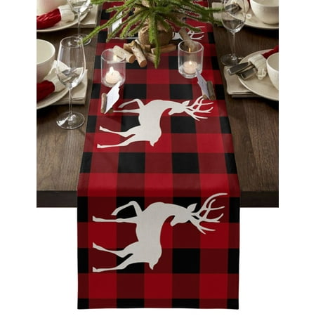 Linen Red and Black Check Santa Claus Reindeer Table Runner Christmas Decorations Home Party Wedding Party Table Runner
Linen Red and Black Check Santa Claus Reindeer Table Runner Christmas Decorations Home Party Wedding Party Table Runner