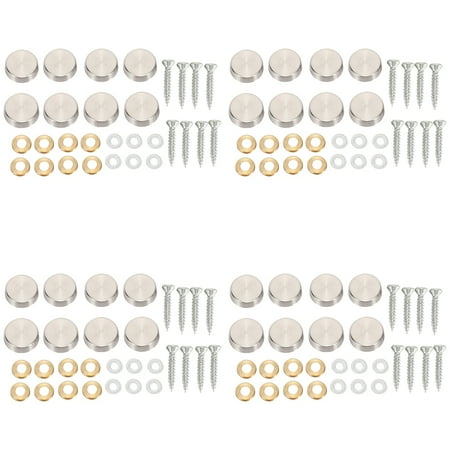 16 mm Stainless Steel Mirror Nails Screw Cap (32 Pieces)