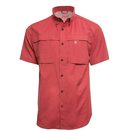 Coleman Mens Size Medium Short Sleeve Open-Back Adventure Shirt, Mineral Red