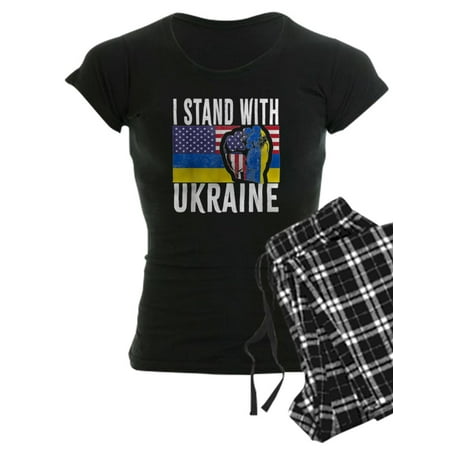 CafePress - I Stand With Ukraine Flag American Flag Su Pajamas - Women s Dark Pajamas