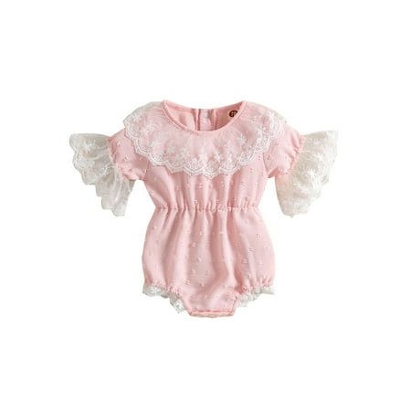 Nokpsedcb Toddler Baby Girls Summer Jumpsuit Short Sleeves Crew Neck Dot Romper Lace Patchwork Bodysuit Clothes Pink 6-12 Months
Nokpsedcb Toddler Baby Girls Summer Jumpsuit Short Sleeves Crew Neck Dot Romper Lace Patchwork Bodysuit Clothes Pink 6-12 Months