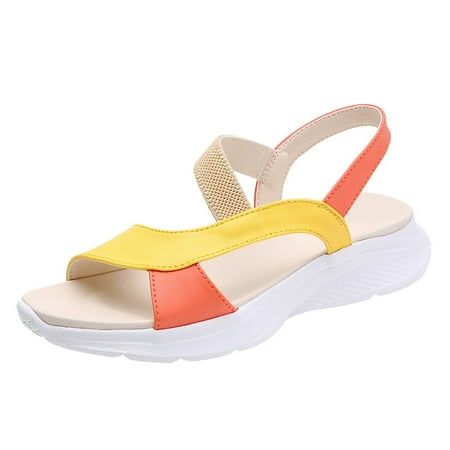 Womens Sandals Summer Breathable Peep Toe Sandals Women Fashion Sport Beach Comfortable Elastic Band Wedges Shoes Women S Sandals Artificial Leather Yellow 38
Womens Sandals Summer Breathable Peep Toe Sandals Women Fashion Sport Beach Comfortable Elastic Band Wedges Shoes Women S Sandals Artificial Leather Yellow 38