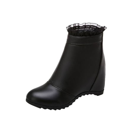 Women s Waterproof Rain Boots Height Increase Bootie Casual Lightweight Solid Color Lace Wedge Heel Ankle Boots Black Boots women size 9.5
Women s Waterproof Rain Boots Height Increase Bootie Casual Lightweight Solid Color Lace Wedge Heel Ankle Boots Black Boots women size 9.5