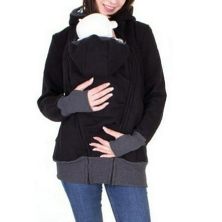 TMGONE Women Maternity Striped Baby Pouch Carrier Hoodie Kangaroo Zipper Pregnancy Coat, Black, XL
TMGONE Women Maternity Striped Baby Pouch Carrier Hoodie Kangaroo Zipper Pregnancy Coat, Black, XL
