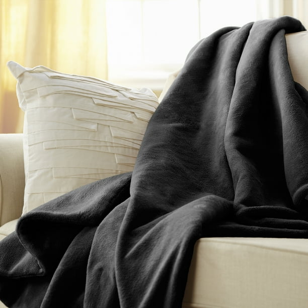 Sunbeam Heated Electric Microplush Throw Blanket with 3 heat settings, 60" x 50", Slate