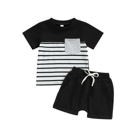 IZhansean Toddler Baby Boy T-Shirt Shorts Outfits Short Sleeve Stripe Tees Jogger Shorts Set 2 Piece Summer Clothes Black 6-12 Months
IZhansean Toddler Baby Boy T-Shirt Shorts Outfits Short Sleeve Stripe Tees Jogger Shorts Set 2 Piece Summer Clothes Black 6-12 Months