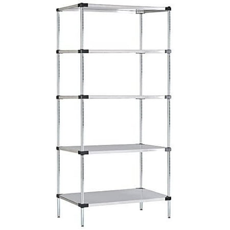 18 Deep x 54 Wide x 63 High 5 Tier Stainless Steel Solid Starter Shelving Unit
18 Deep x 54 Wide x 63 High 5 Tier Stainless Steel Solid Starter Shelving Unit