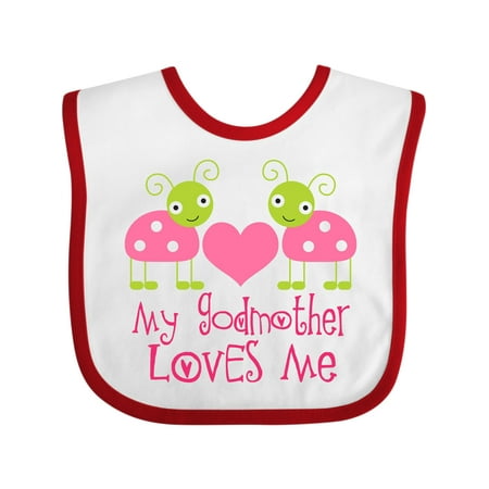 Inktastic My Godmother Loves Me Girls Ladybug Gift Baby Girl Bib