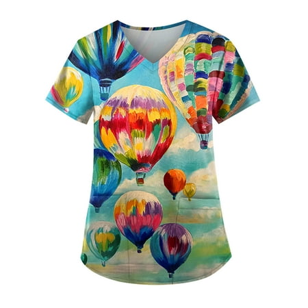 Printed Scrub Tops Women Stretchy American Flag Print Short Sleeve Pocket V-Neck Nursing Uniforms Top
Printed Scrub Tops Women Stretchy American Flag Print Short Sleeve Pocket V-Neck Nursing Uniforms Top