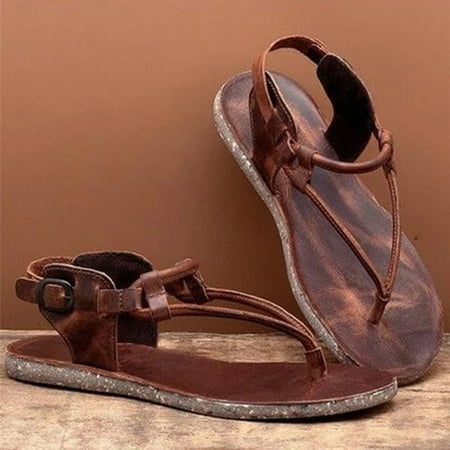 Fashion Womens Flip-Flop Flats Belt Buckle Strappy Open Toe Beach Shoes Sandals